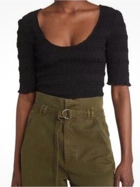 FRAME Black Smocked Scoop Top - EXCELLENT CONDITION